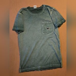 PINK Victoria's Secret Teal Green Distressed Short Sleeve Tee